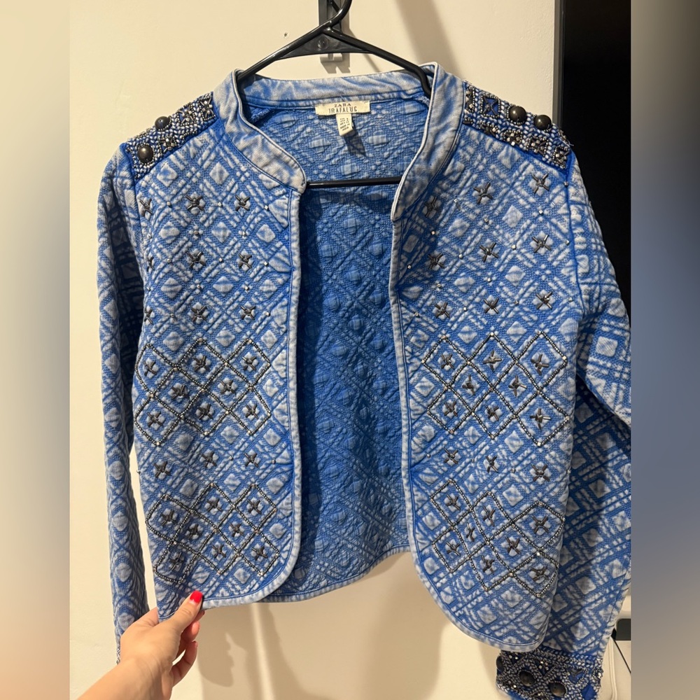 Zara Blue Embellished Women's Jacket